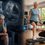 Patient taking cautious first steps after knee replacement surgery with guidance from a physiotherapist.